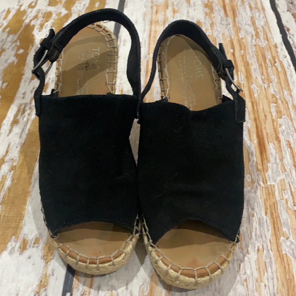 Toms wedge. Black suede